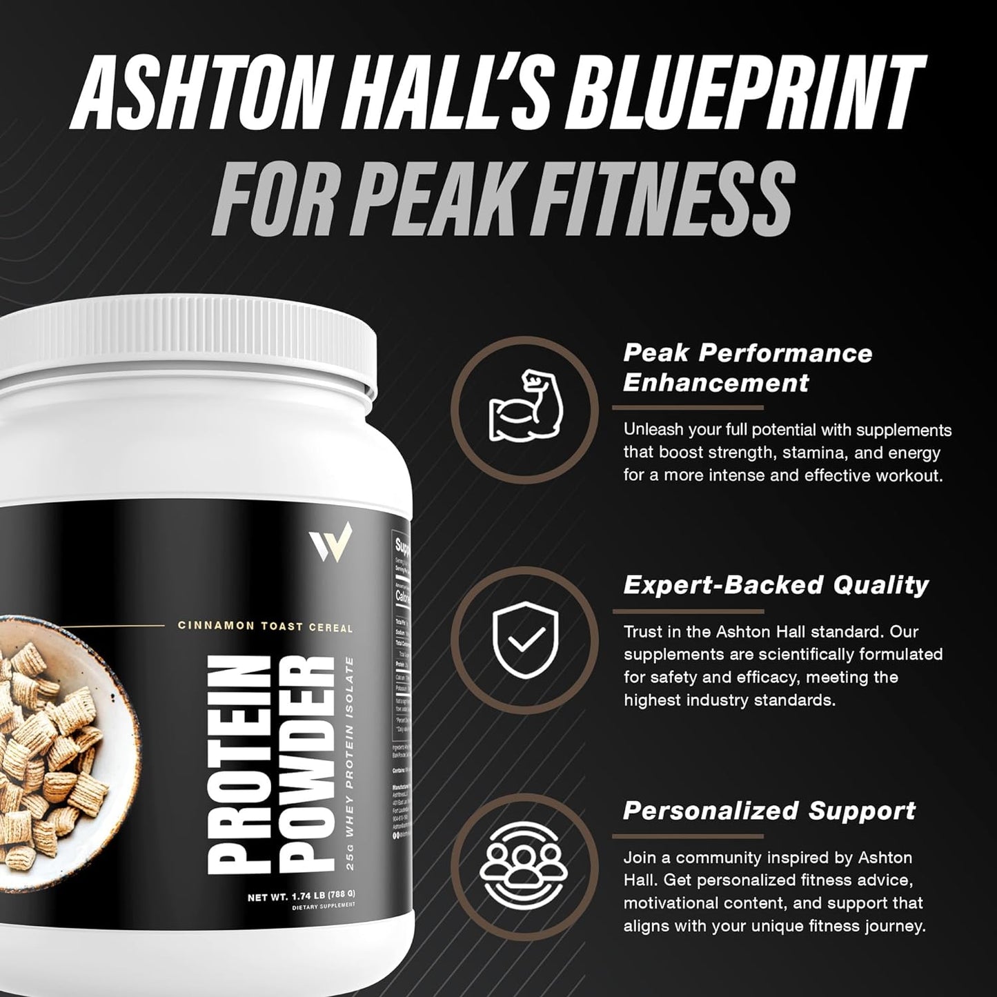 Whey Protein Isolate Powder by Ashton Hall - Premium Cinnamon Toast Cereal Flavor